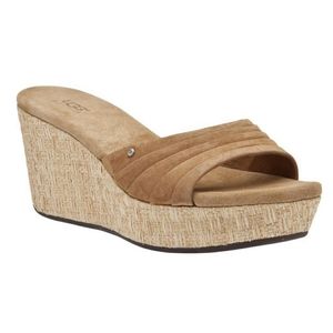 UGG Alvina Wedge Sandals Slides Chestnut Suede 8